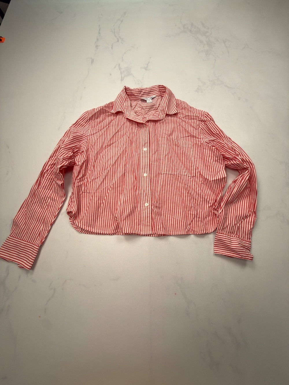 Old Navy Striped Button-Up Shirt Red White 2000s Classic Style - Mens M